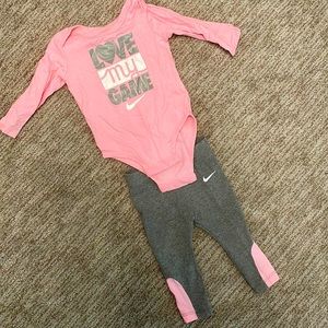 Pink and Grey 12 month Nike set.